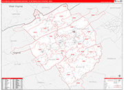 Blacksburg-Christiansburg-Radford Metro Area Wall Map Red Line Style